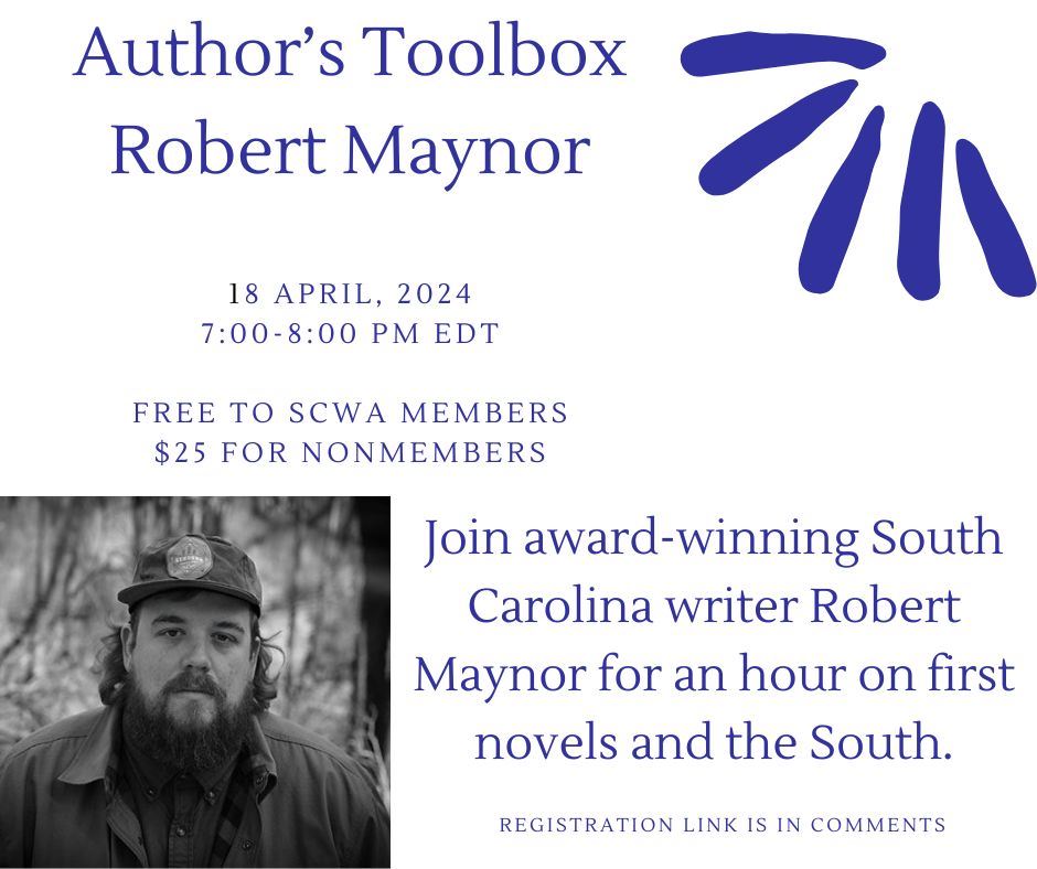 Graphic promoting Author's Toolbox with Robert Maynor